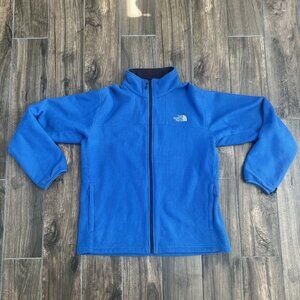The North Face Full Zip Jacket Waffle Grid Fleece Blue Men Large